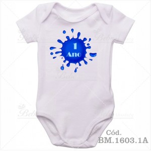 Body de Bebê 1 Ano Bolha Azul