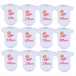 Kit Body Bebê Mesversário Coroa Menina